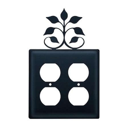 Village Wrought Iron Village Wrought Iron EOO-109 Leaf Fan Outlet Cover Double - Black EOO-109